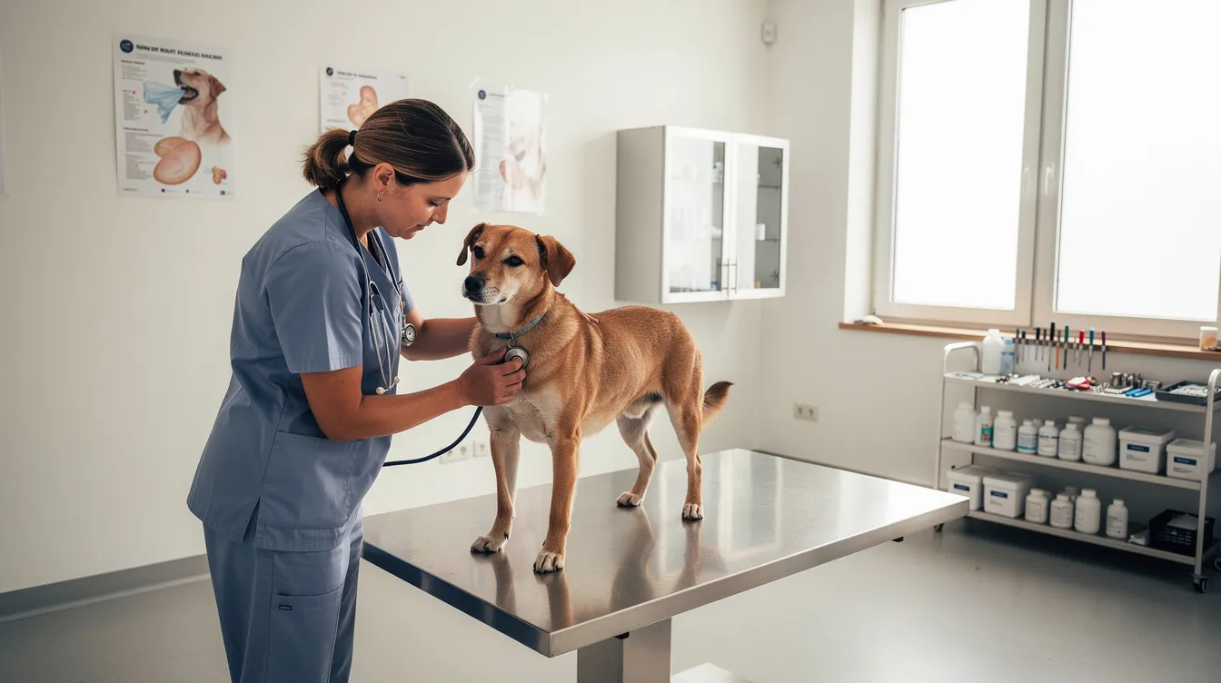 Veterinarian examining a dog in clinic on saturday bushnell animal clinic